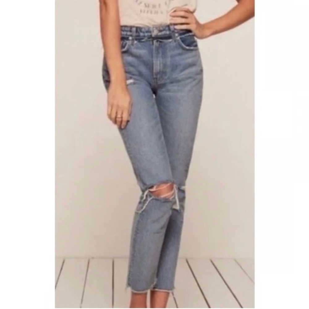 Reformation Julia Cigarette Jeans 23 High Rise Cropped Skinny Distressed